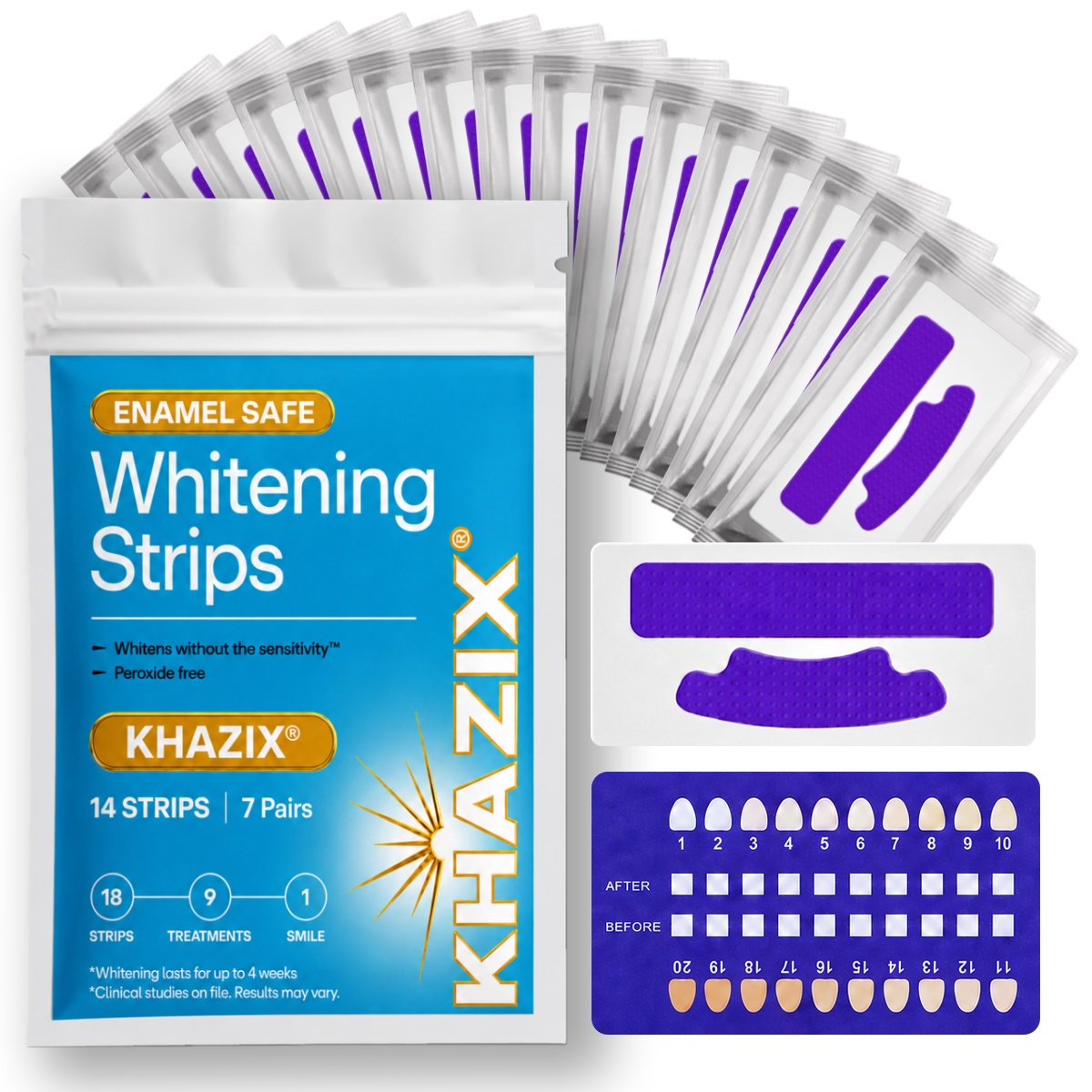 Teeth Whitening Retainer - 7 paires de bandes blanchissantes pour