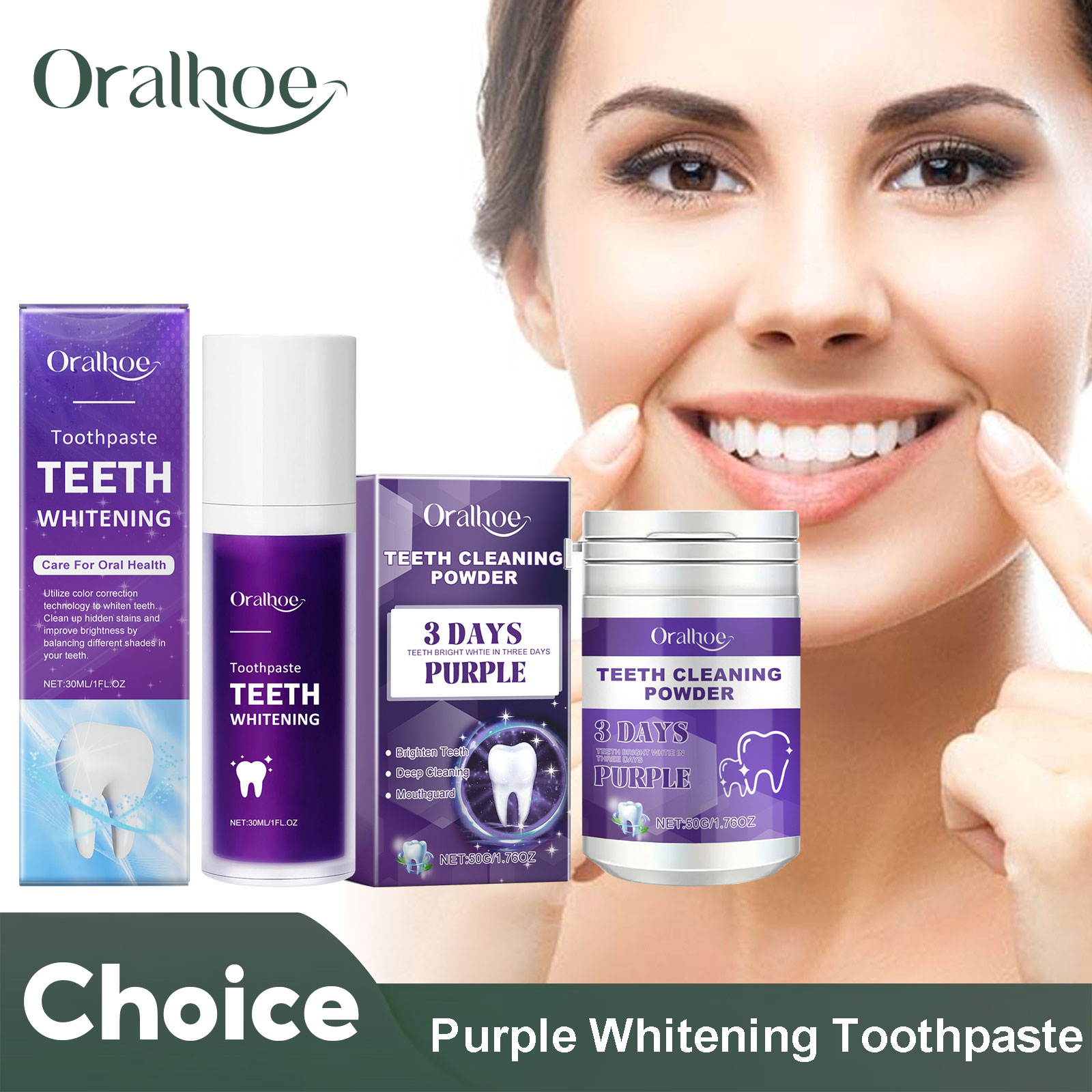 Teeth Whitening Remedies - Dentifrice de blanchiment des dents violet,
