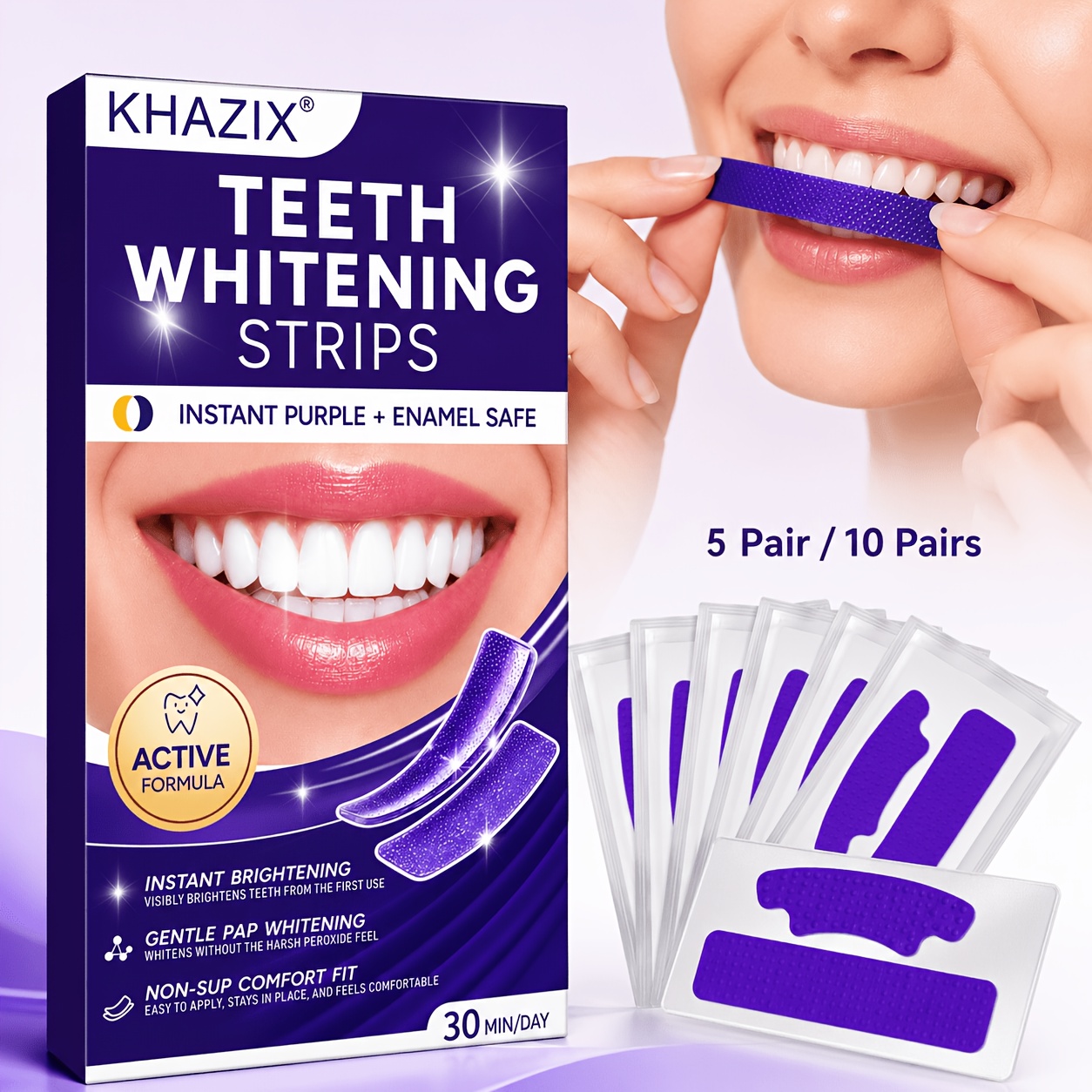Teeth Whitening Retainer - 5/10 paires de bandes blanchissantes pour