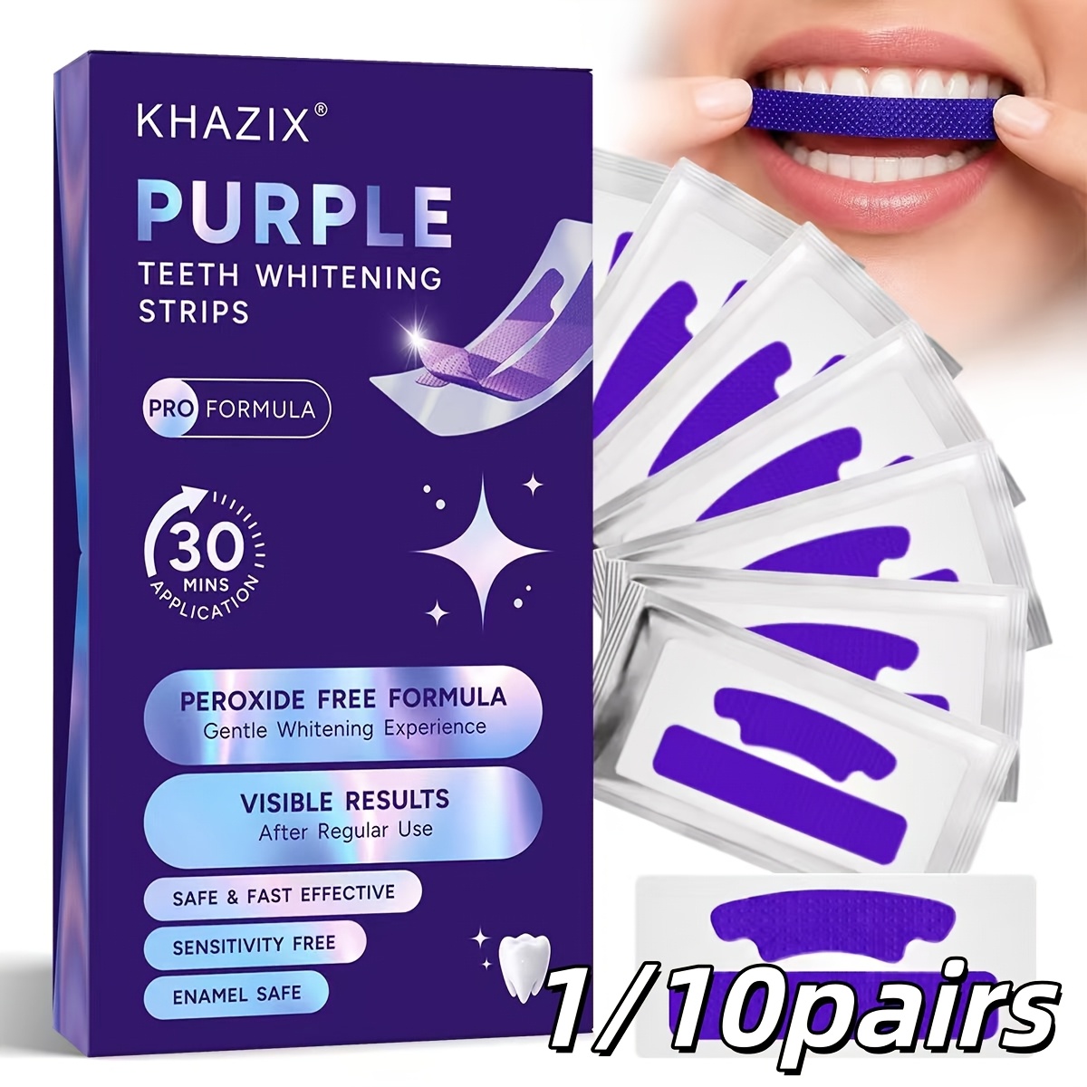 Teeth Whitening Retainer - 1/10 paires de bandes blanchissantes pour