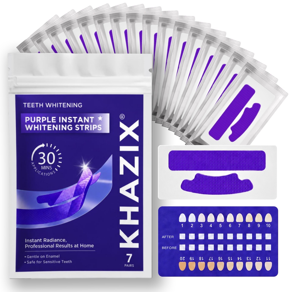 Teeth Whitening Retainer - 1/7 paires de bandes blanchissantes pour