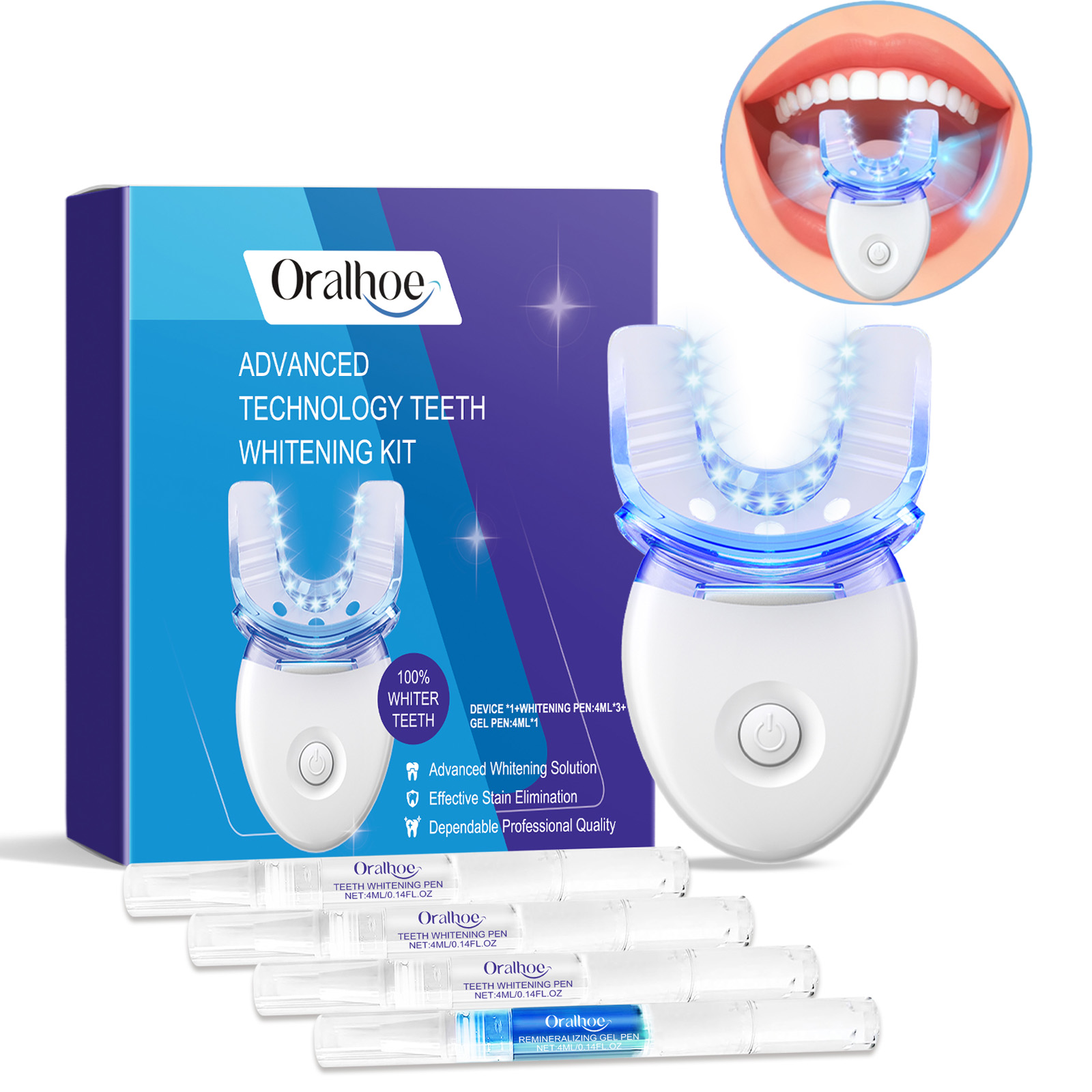 Teeth Whitening Remedies - Kit professionnel de lumière LED de